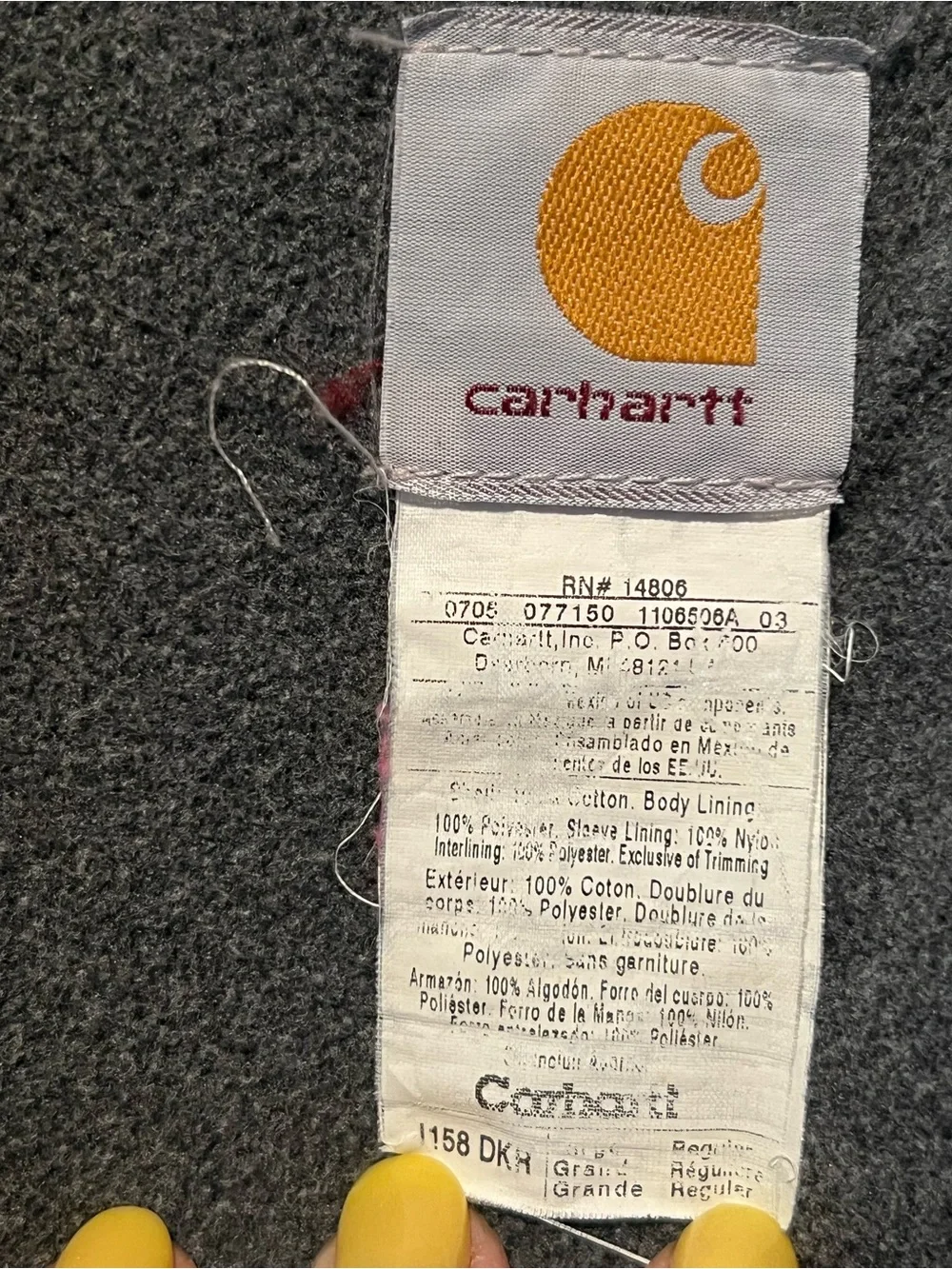 Carhartt J158 DKH Red Jacket Mens Large Duck Red Fleece Lined Hooded Vintage